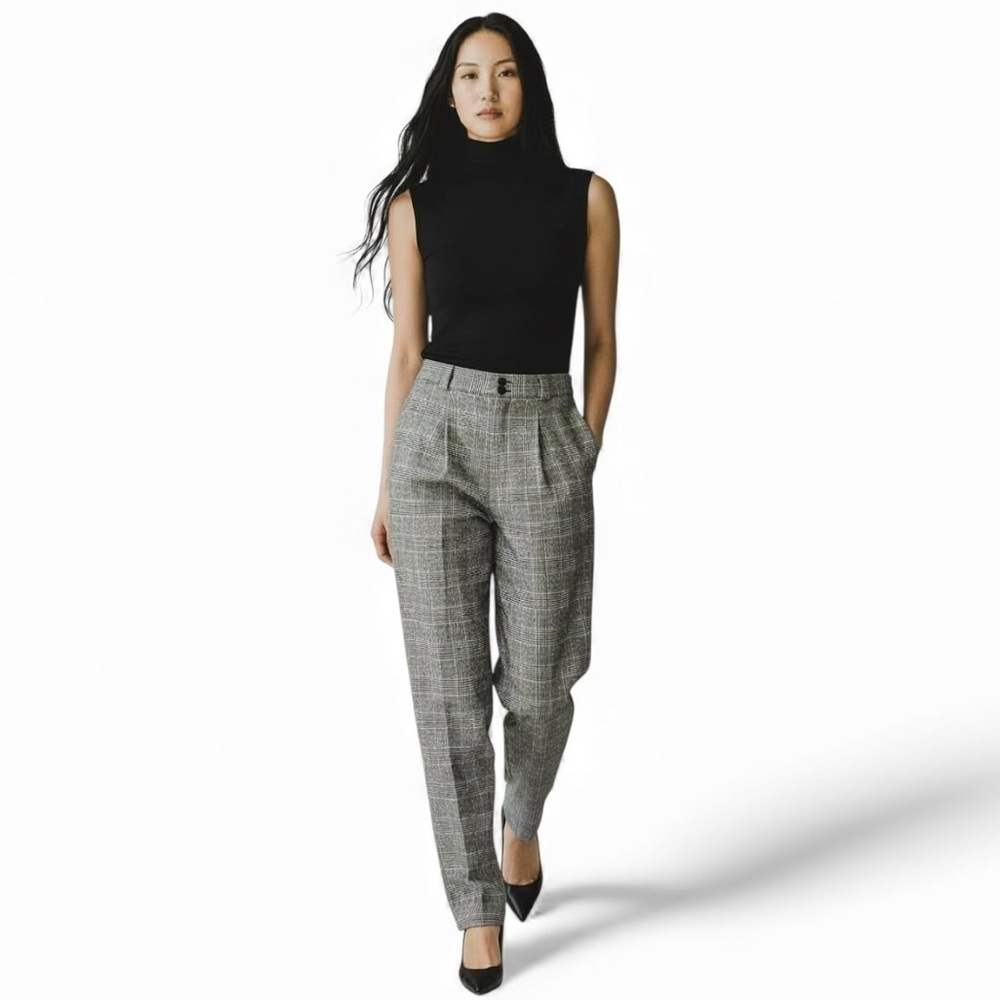 Vintage Giorgio Sant Angelo Houndstooth Plaid Pants High Waist Trouser Womens 10